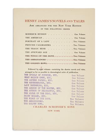 JAMES, HENRY. The Novels and Tales of Henry James.